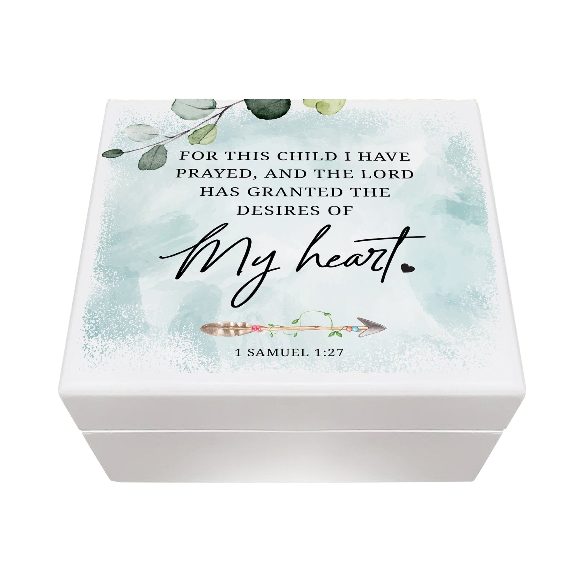 Modern Inspirational White Jewelry Keepsake Box for Children 6x5.5 - My Heart - LifeSong Milestones