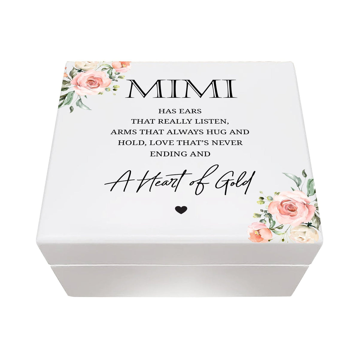 Modern Inspirational White Jewelry Keepsake Box for Mimi 6x5.5in - Never Ending - LifeSong Milestones