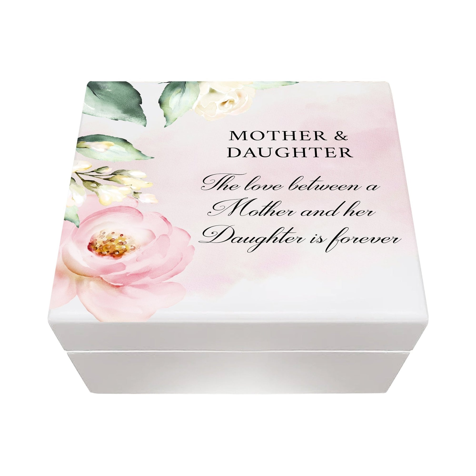 Modern Inspirational White Jewelry Keepsake Box for Mother 6x5.5 - Mother and Daughter - LifeSong Milestones