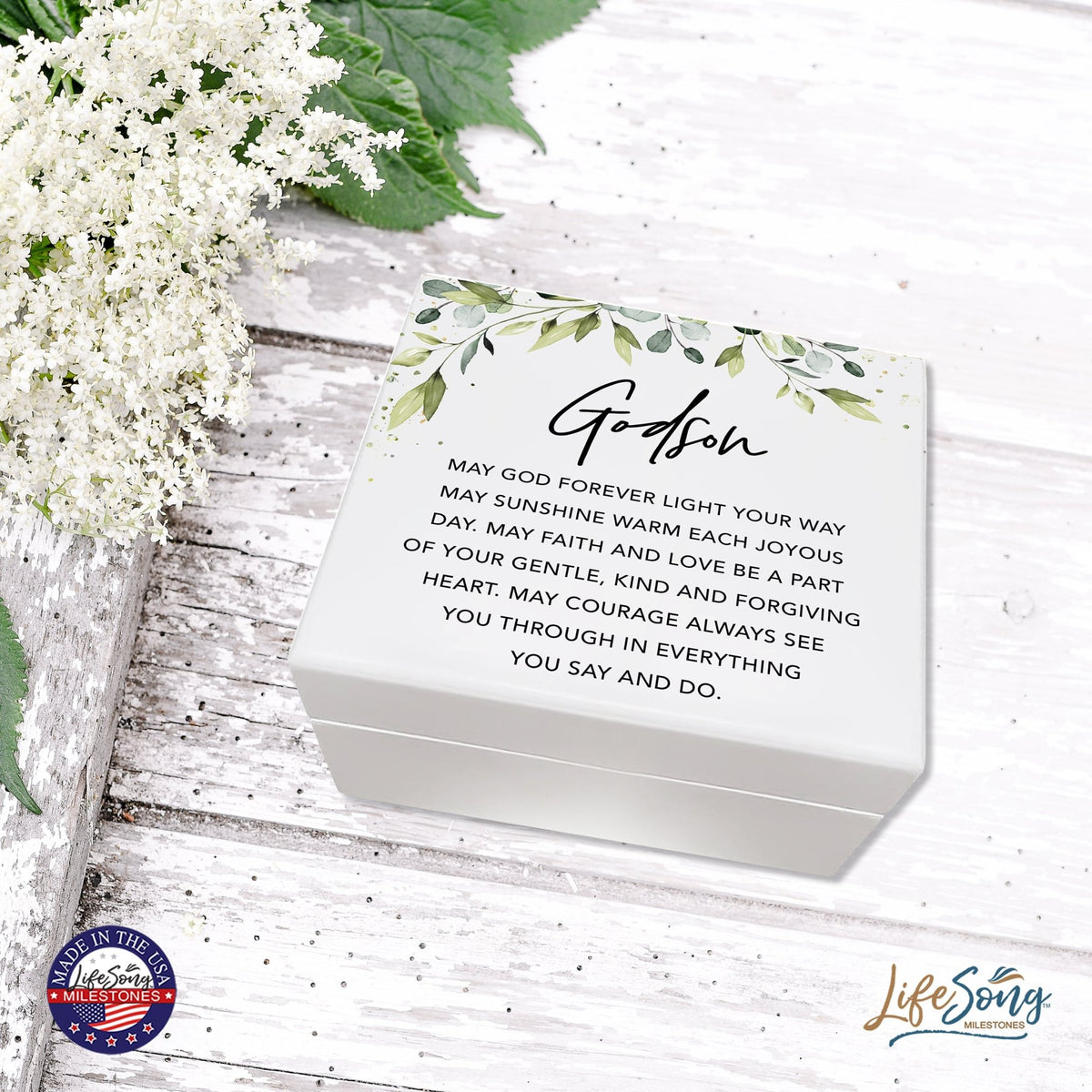 Lifesong Milestones Inspirational Baptism Keepsake Jewelry Box Gift for Godson