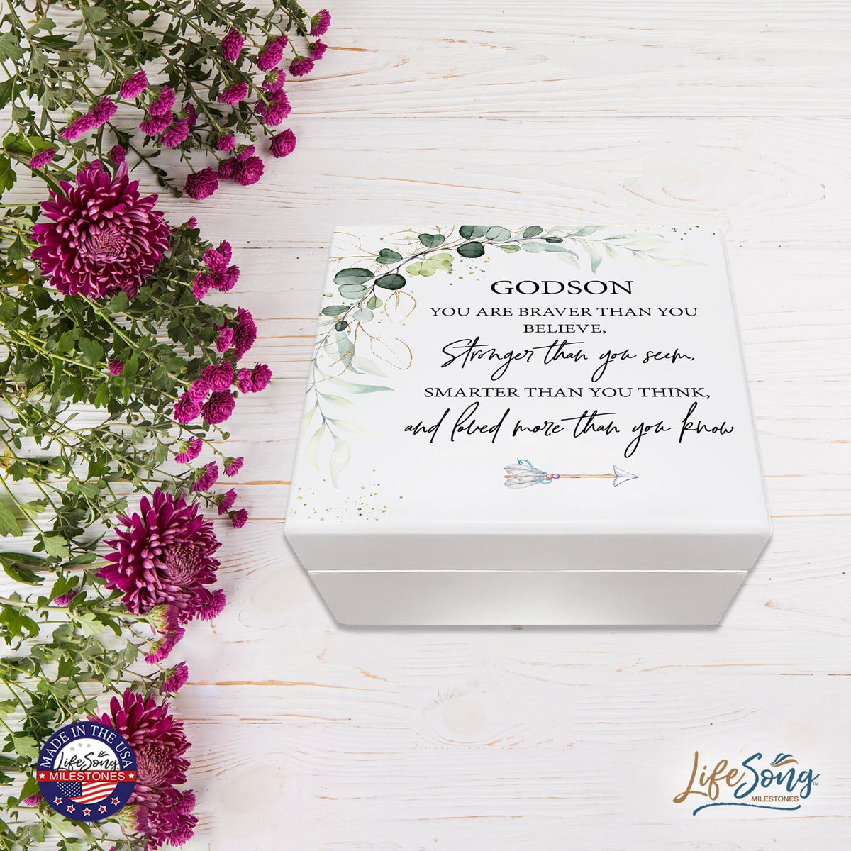 Lifesong Milestones Inspirational Baptism Keepsake Jewelry Box Gift for Godson