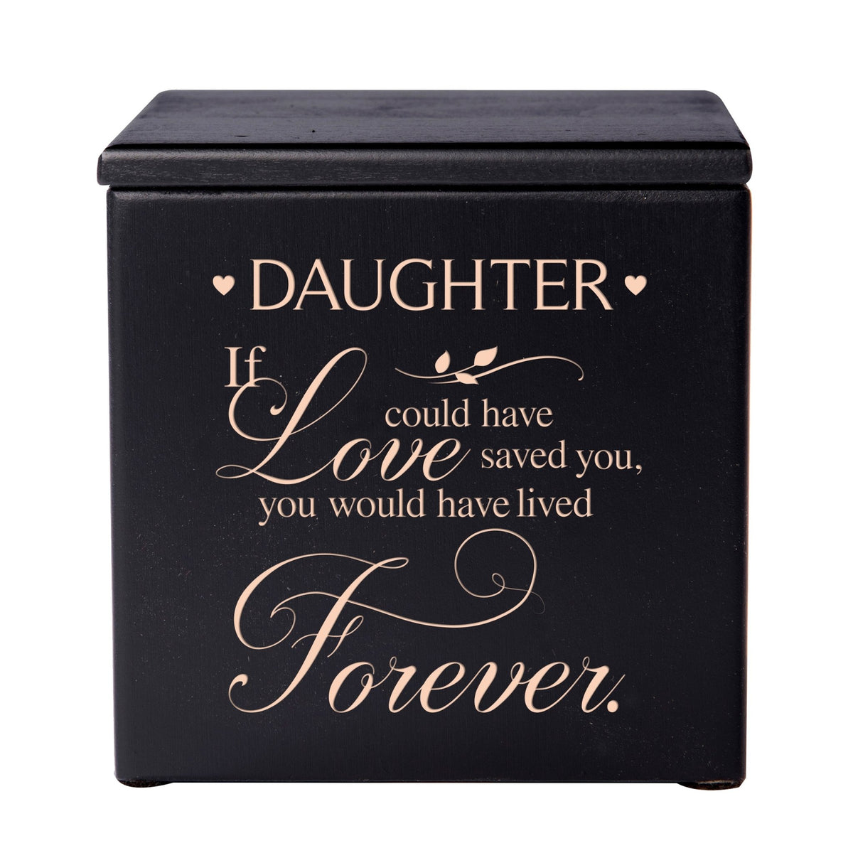 Unique Memorial Small Wooden Keepsake Box for Daughter's Memory