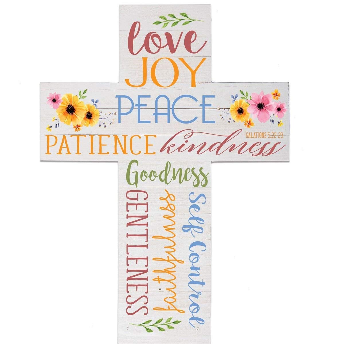 Modern Inspirational Wooden Family Wall Cross - Love Joy Peace - LifeSong Milestones