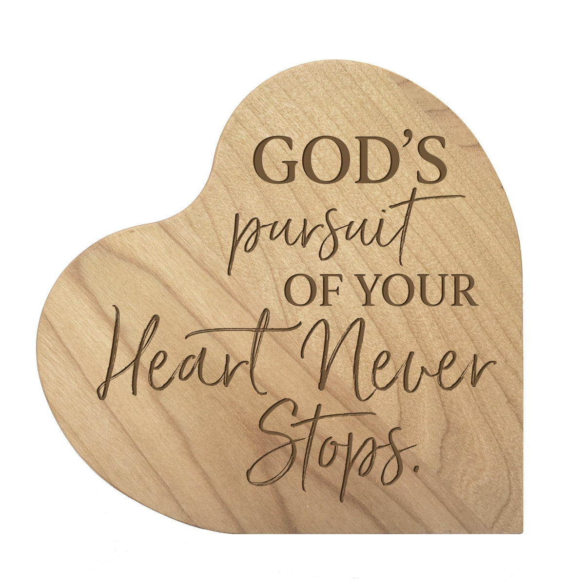Modern Inspirational Wooden Heart Block For Home Décor - God’s Pursuit - LifeSong Milestones