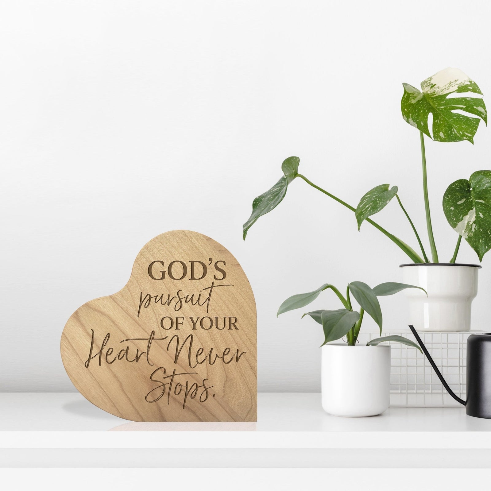 Modern Inspirational Wooden Heart Block For Home Décor - God’s Pursuit - LifeSong Milestones