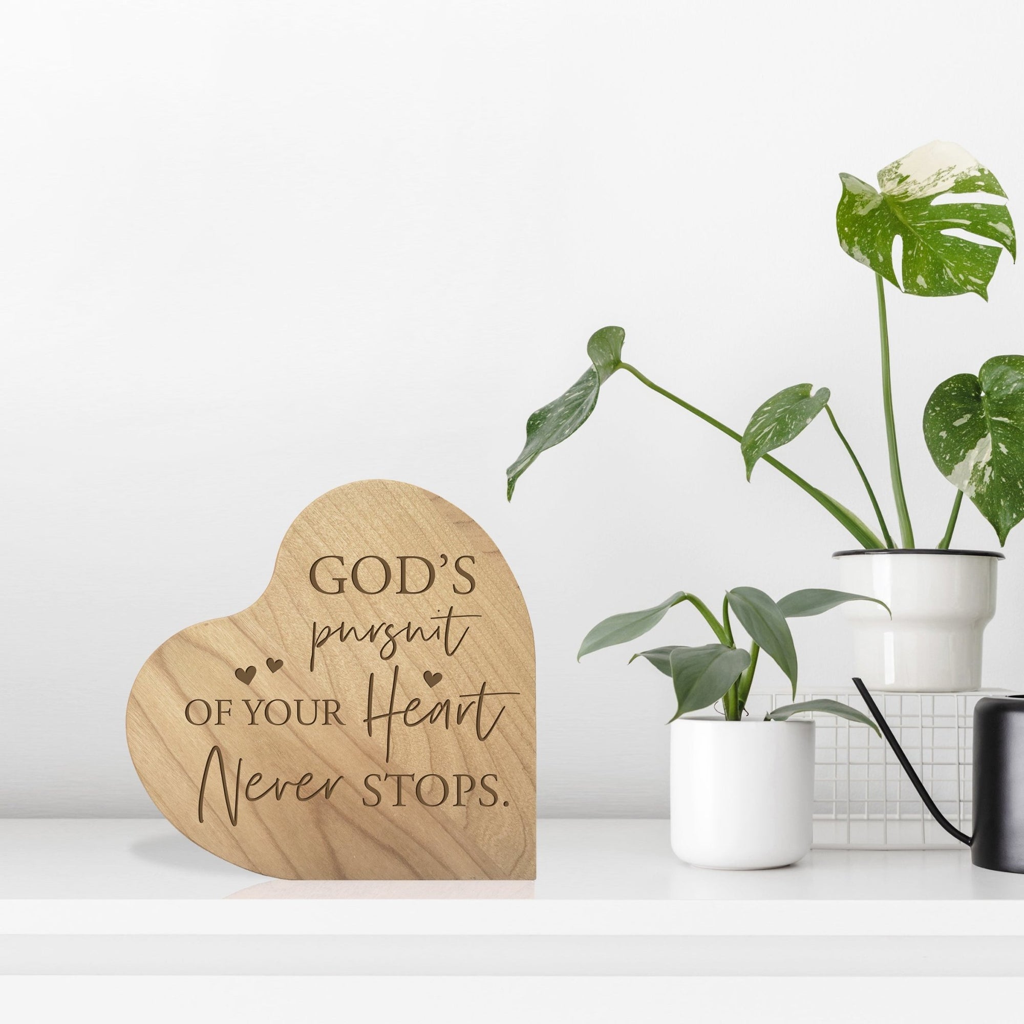 Modern Inspirational Wooden Heart Block For Home Décor - God’s Pursuit V3 - LifeSong Milestones