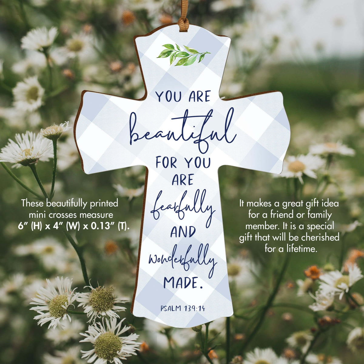 Modern Inspirational Wooden Mini Cross - You Are Beautiful - LifeSong Milestones