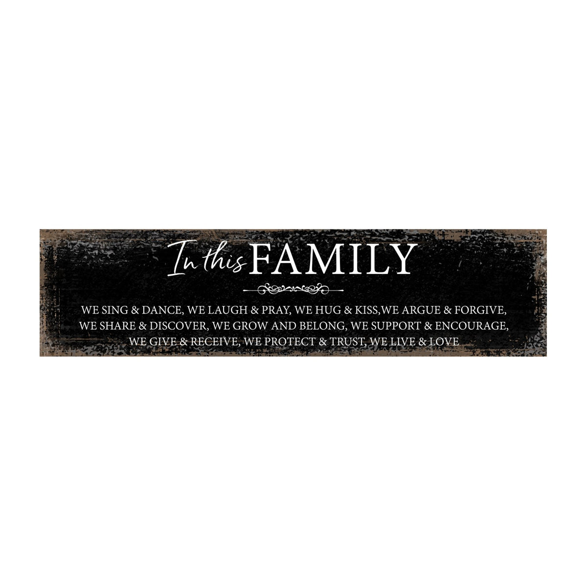 Modern Inspirational Wooden Wall Art Hanging Plaque 10x40 – In This Family – for Family and Home Decoration - LifeSong Milestones