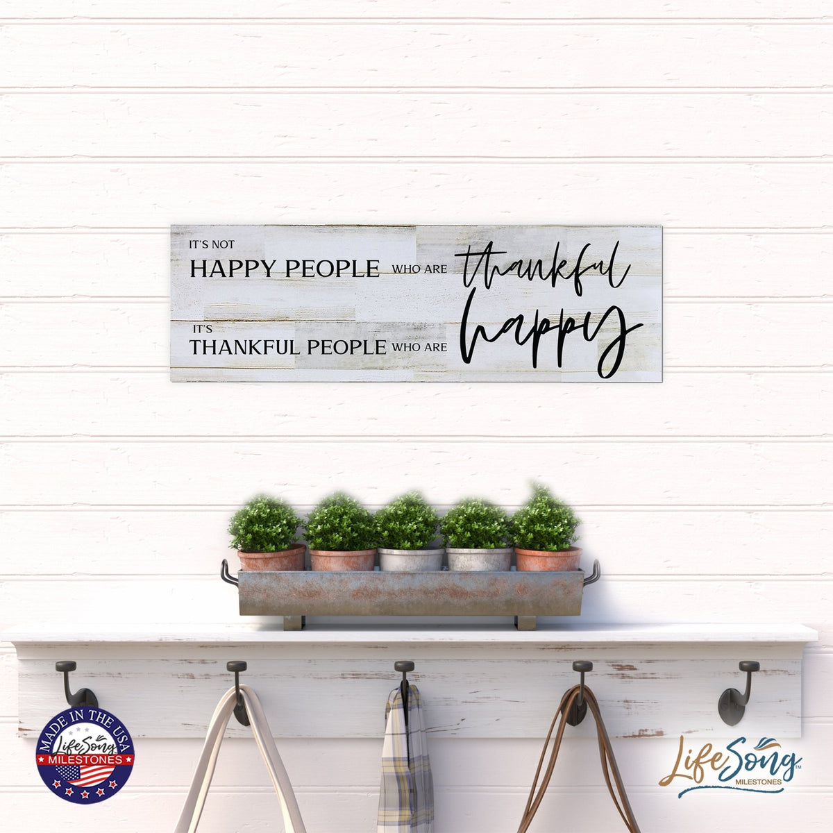 Modern Inspirational Wooden Wall Art Hanging Plaque 22.5x6 - It’s Not Happy People - for Family and Home Decorations - LifeSong Milestones