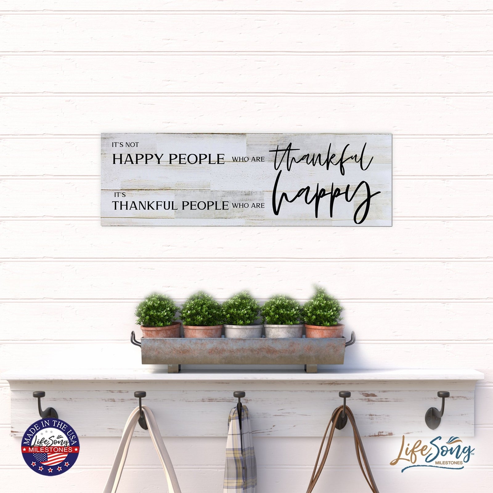 Modern Inspirational Wooden Wall Art Hanging Plaque 22.5x6 - It’s Not Happy People - for Family and Home Decorations - LifeSong Milestones