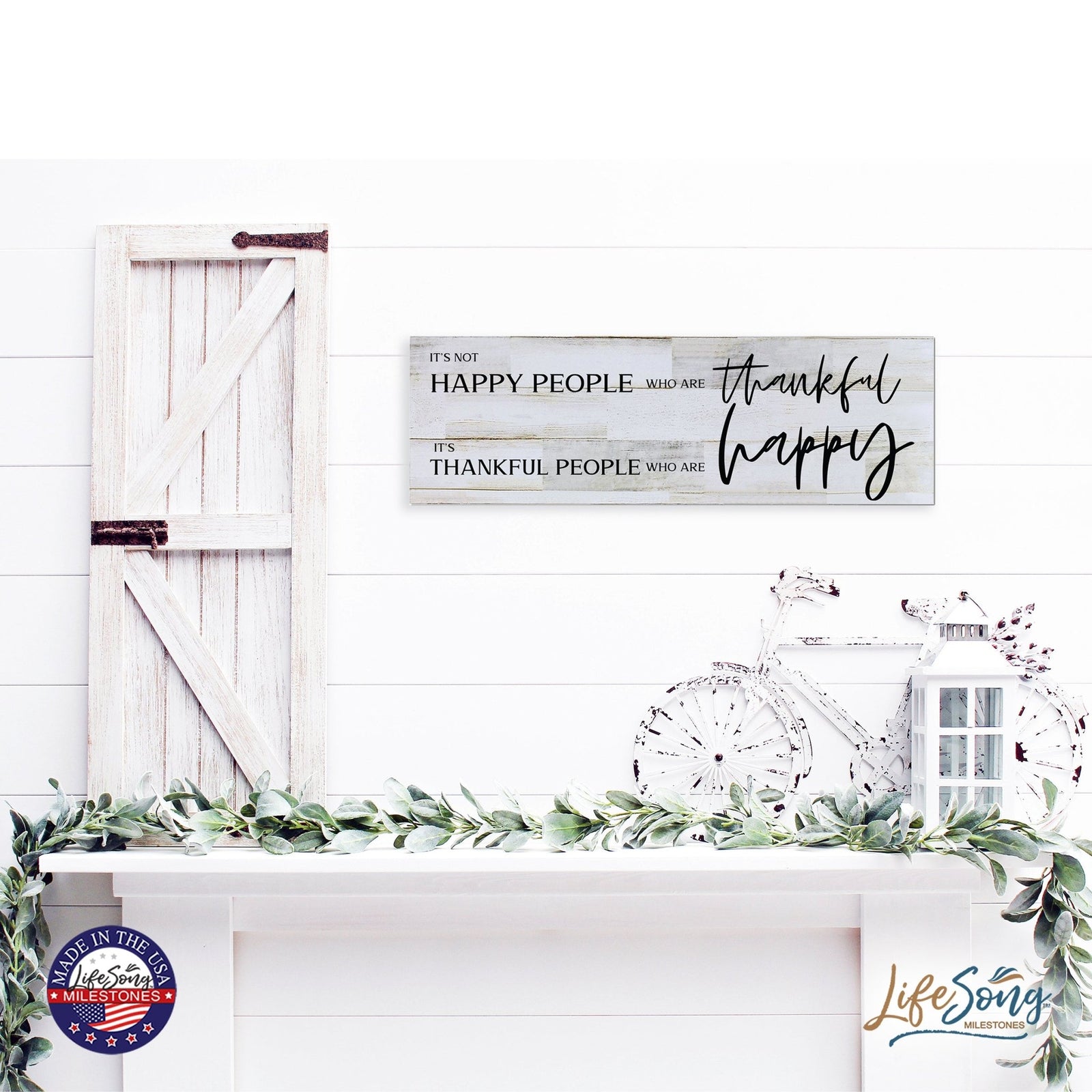 Modern Inspirational Wooden Wall Art Hanging Plaque 22.5x6 - It’s Not Happy People - for Family and Home Decorations - LifeSong Milestones