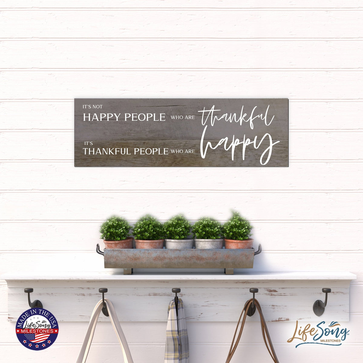 Modern Inspirational Wooden Wall Art Hanging Plaque 22.5x6 - It’s Not Happy People - for Family and Home Decorations - LifeSong Milestones