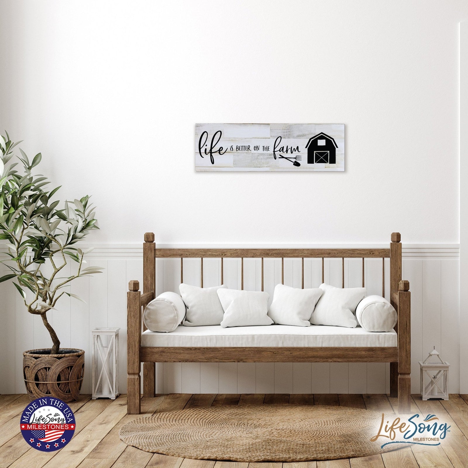 Modern Inspirational Wooden Wall Art Hanging Plaque 22.5x6 - Life Is Better - for Family and Home Decorations - LifeSong Milestones