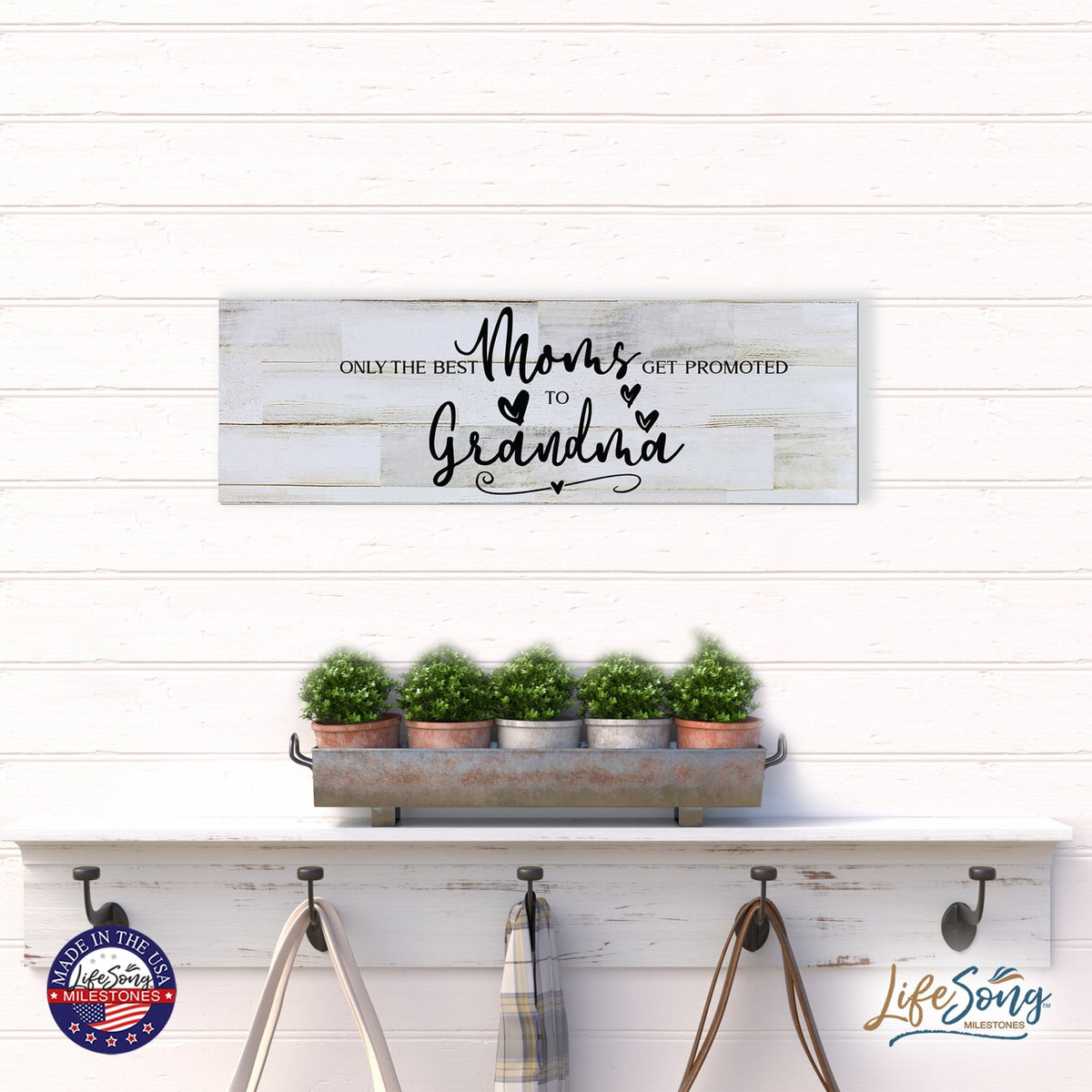 Modern Inspirational Wooden Wall Art Hanging Plaque 22.5x6 - Only The Best Moms - for Family and Home Decorations - LifeSong Milestones