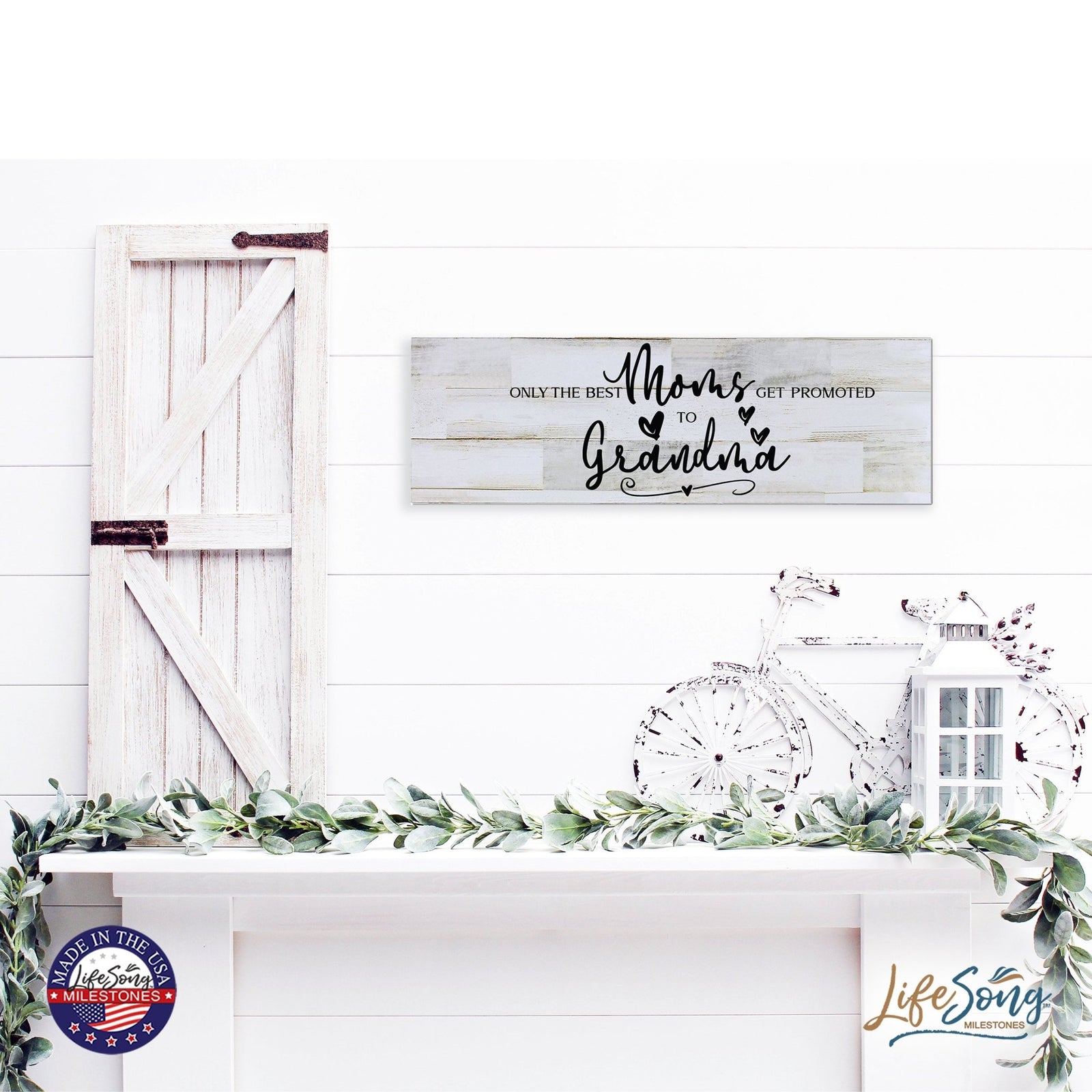 Modern Inspirational Wooden Wall Art Hanging Plaque 22.5x6 - Only The Best Moms - for Family and Home Decorations - LifeSong Milestones