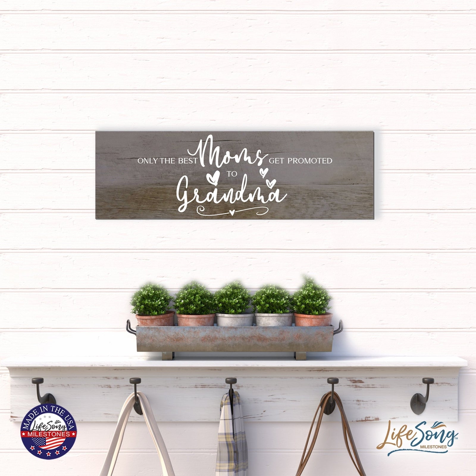 Modern Inspirational Wooden Wall Art Hanging Plaque 22.5x6 - Only The Best Moms - for Family and Home Decorations - LifeSong Milestones