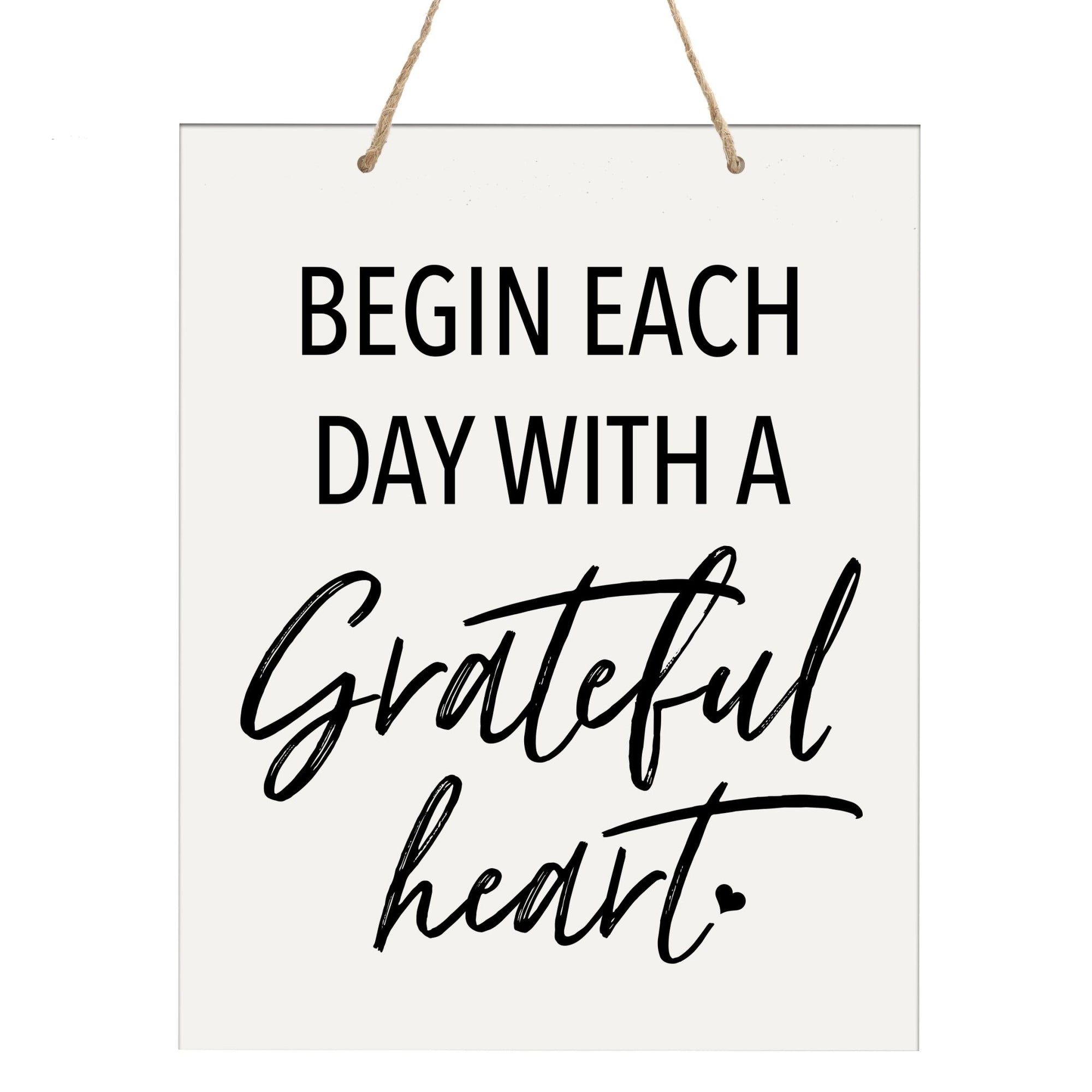 Modern Inspirational Wooden Wall Art Hanging Sign 12x15in - Begin Each Day - For Family And Home Decorations - LifeSong Milestones