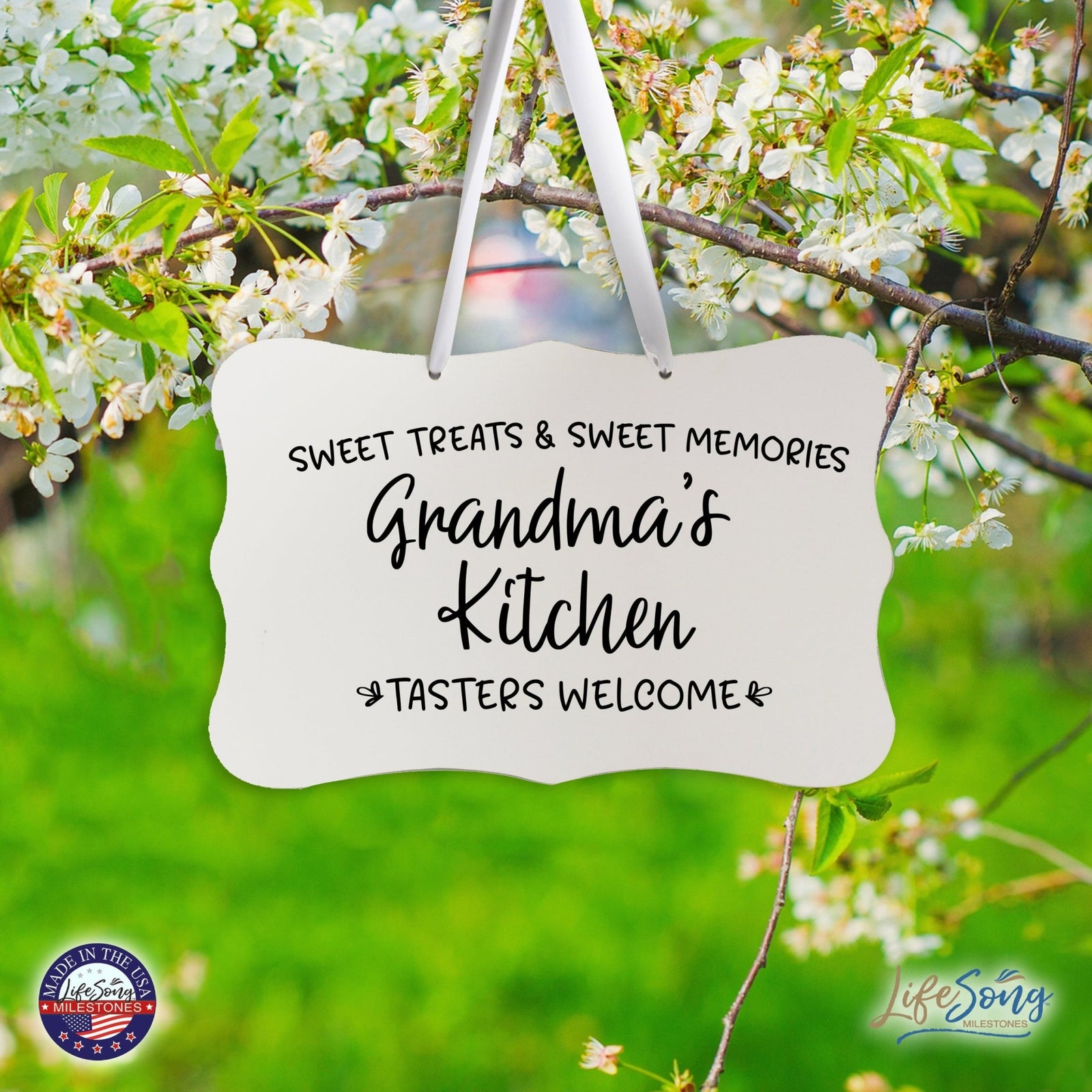 Modern Inspirational Wooden Wall Hanging Sign for Home Decorations 8x12 - Grandma’s Kitchen - LifeSong Milestones