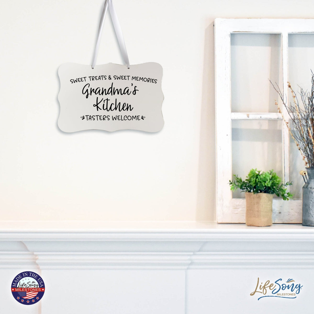 Modern Inspirational Wooden Wall Hanging Sign for Home Decorations 8x12 - Grandma’s Kitchen - LifeSong Milestones