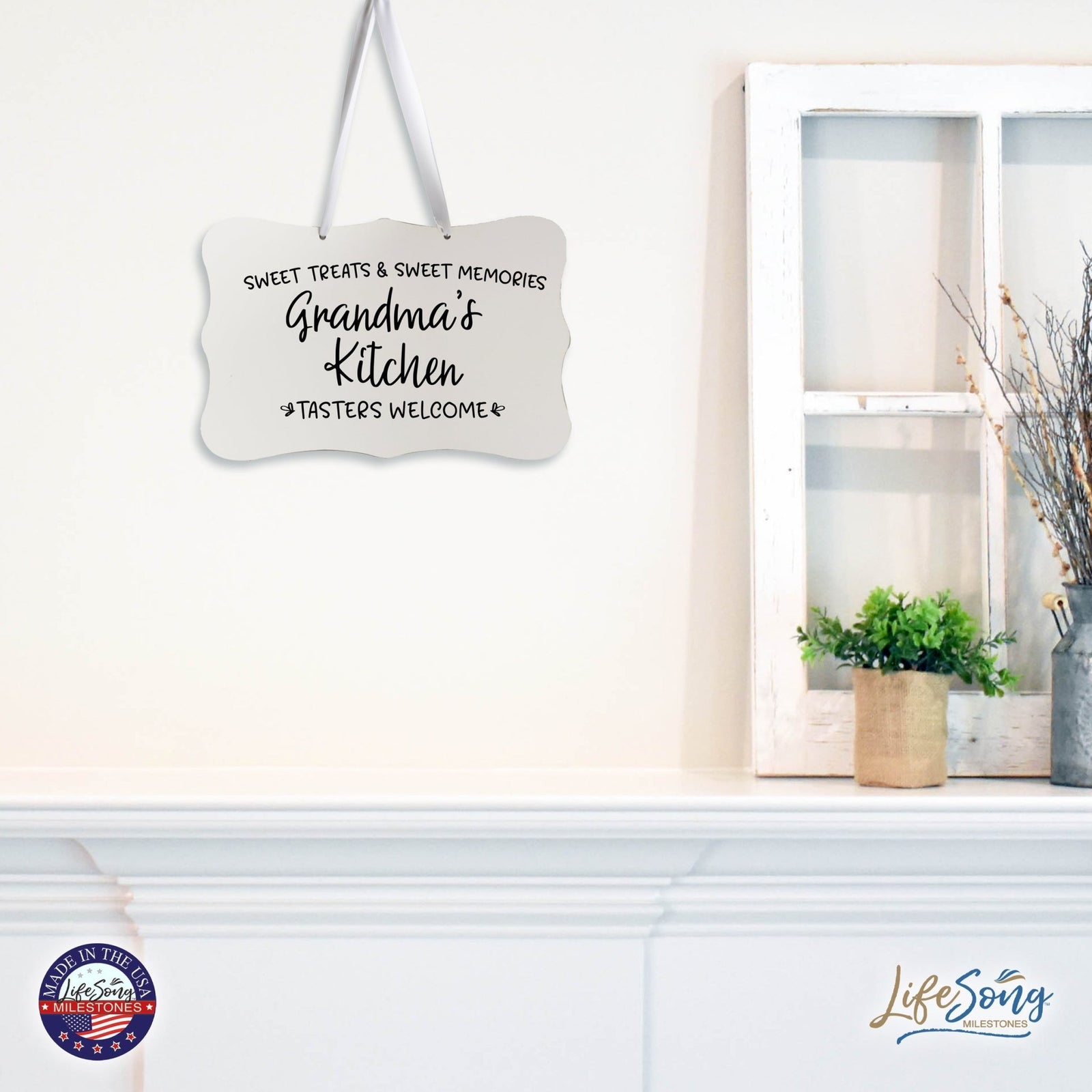 Modern Inspirational Wooden Wall Hanging Sign for Home Decorations 8x12 - Grandma’s Kitchen - LifeSong Milestones