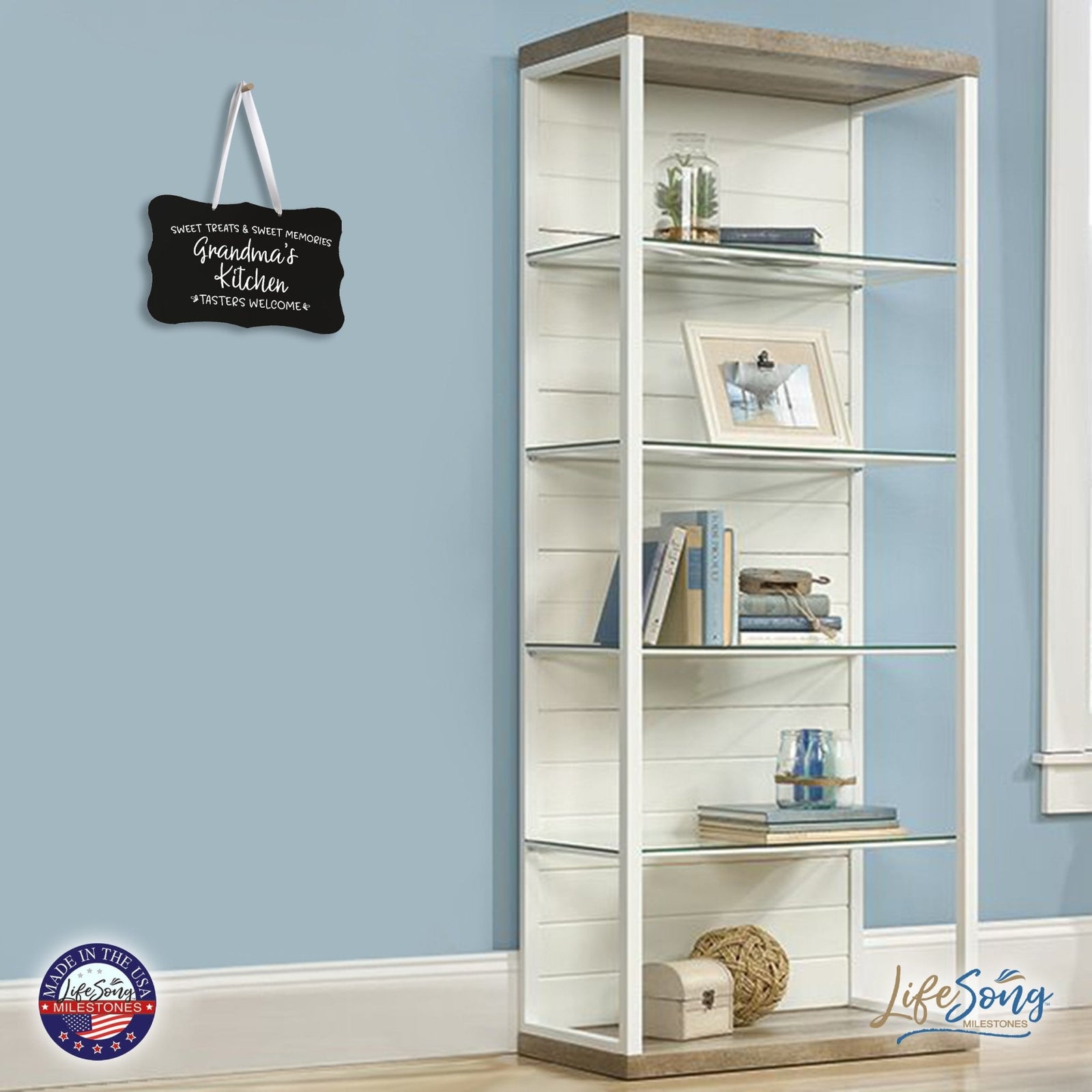 Modern Inspirational Wooden Wall Hanging Sign for Home Decorations 8x12 - Grandma’s Kitchen - LifeSong Milestones