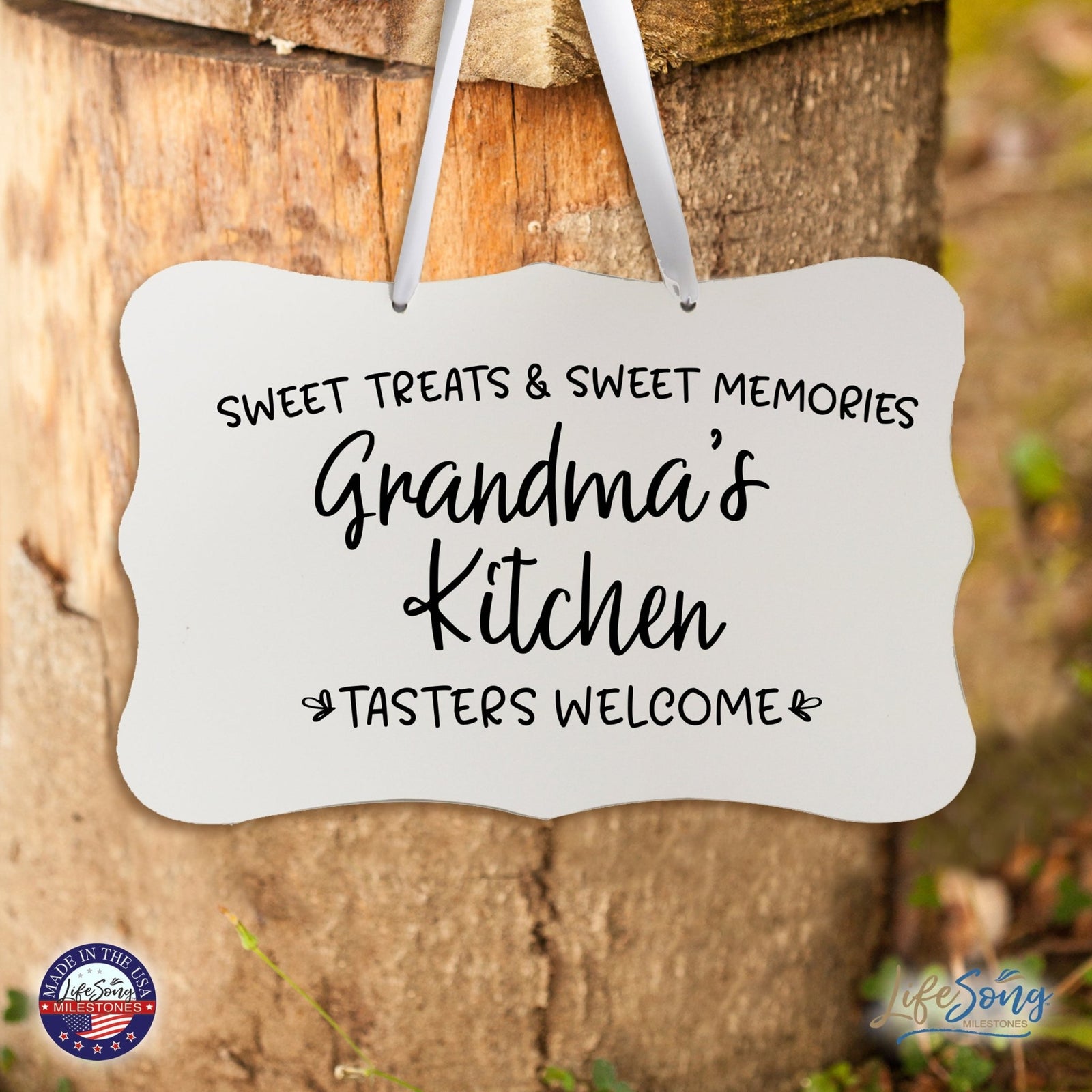 Modern Inspirational Wooden Wall Hanging Sign for Home Decorations 8x12 - Grandma’s Kitchen - LifeSong Milestones