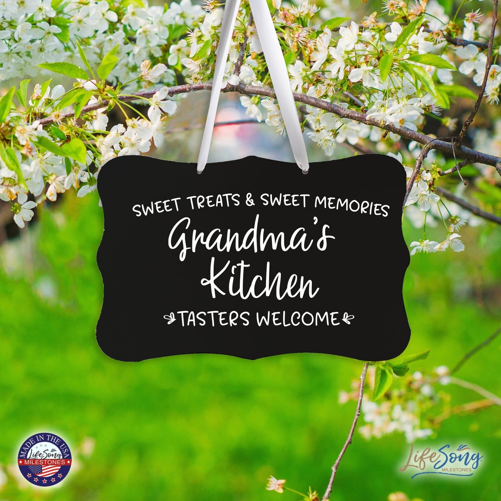 Modern Inspirational Wooden Wall Hanging Sign for Home Decorations 8x12 - Grandma’s Kitchen - LifeSong Milestones