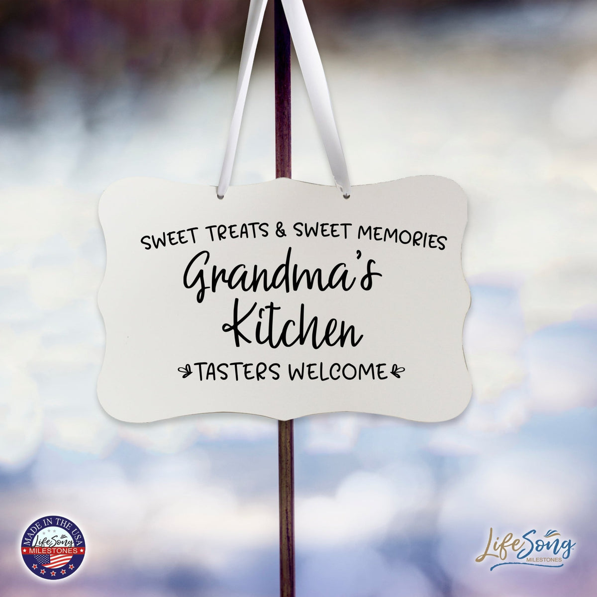 Modern Inspirational Wooden Wall Hanging Sign for Home Decorations 8x12 - Grandma’s Kitchen - LifeSong Milestones