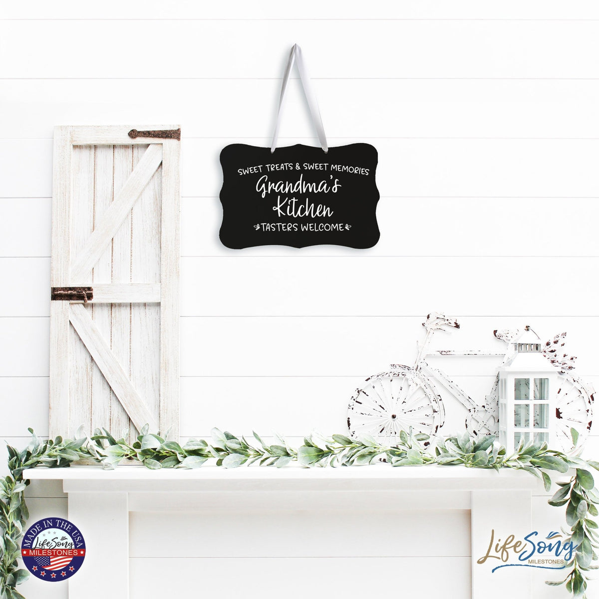 Modern Inspirational Wooden Wall Hanging Sign for Home Decorations 8x12 - Grandma’s Kitchen - LifeSong Milestones