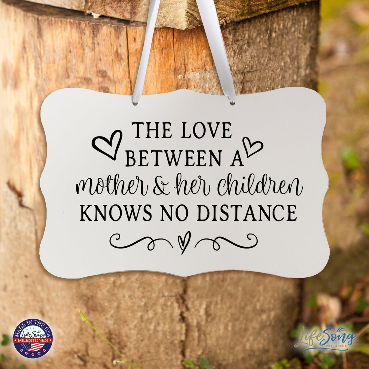 Modern Inspirational Wooden Wall Hanging Sign for Home Decorations 8x12 -The Love Between = Mother And Her Children - LifeSong Milestones