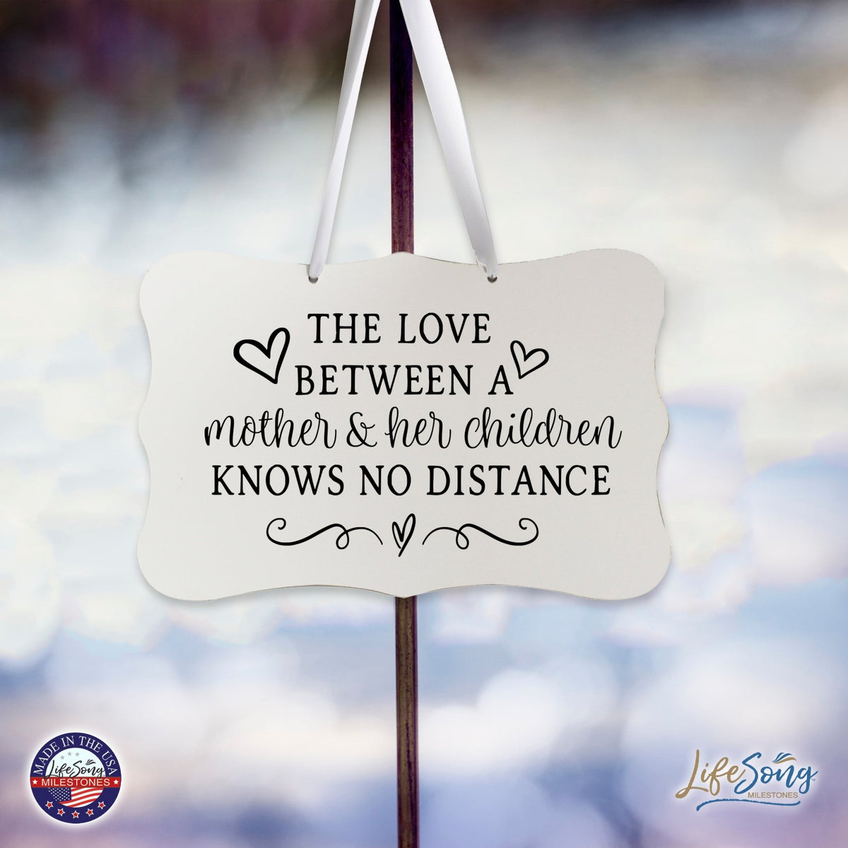 Modern Inspirational Wooden Wall Hanging Sign for Home Decorations 8x12 -The Love Between = Mother And Her Children - LifeSong Milestones