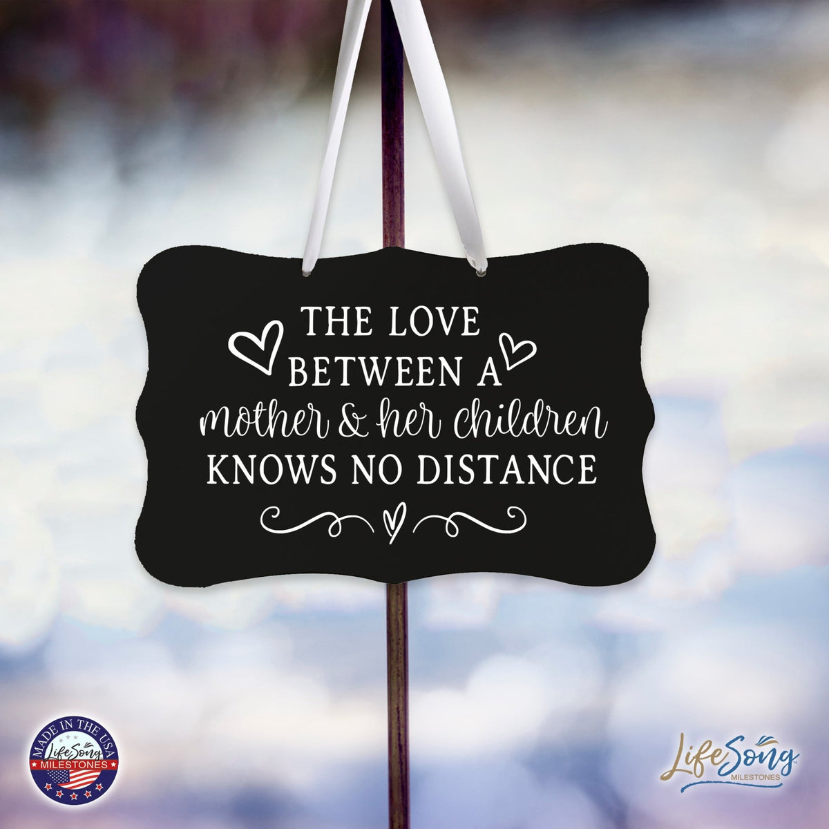 Modern Inspirational Wooden Wall Hanging Sign for Home Decorations 8x12 -The Love Between = Mother And Her Children - LifeSong Milestones