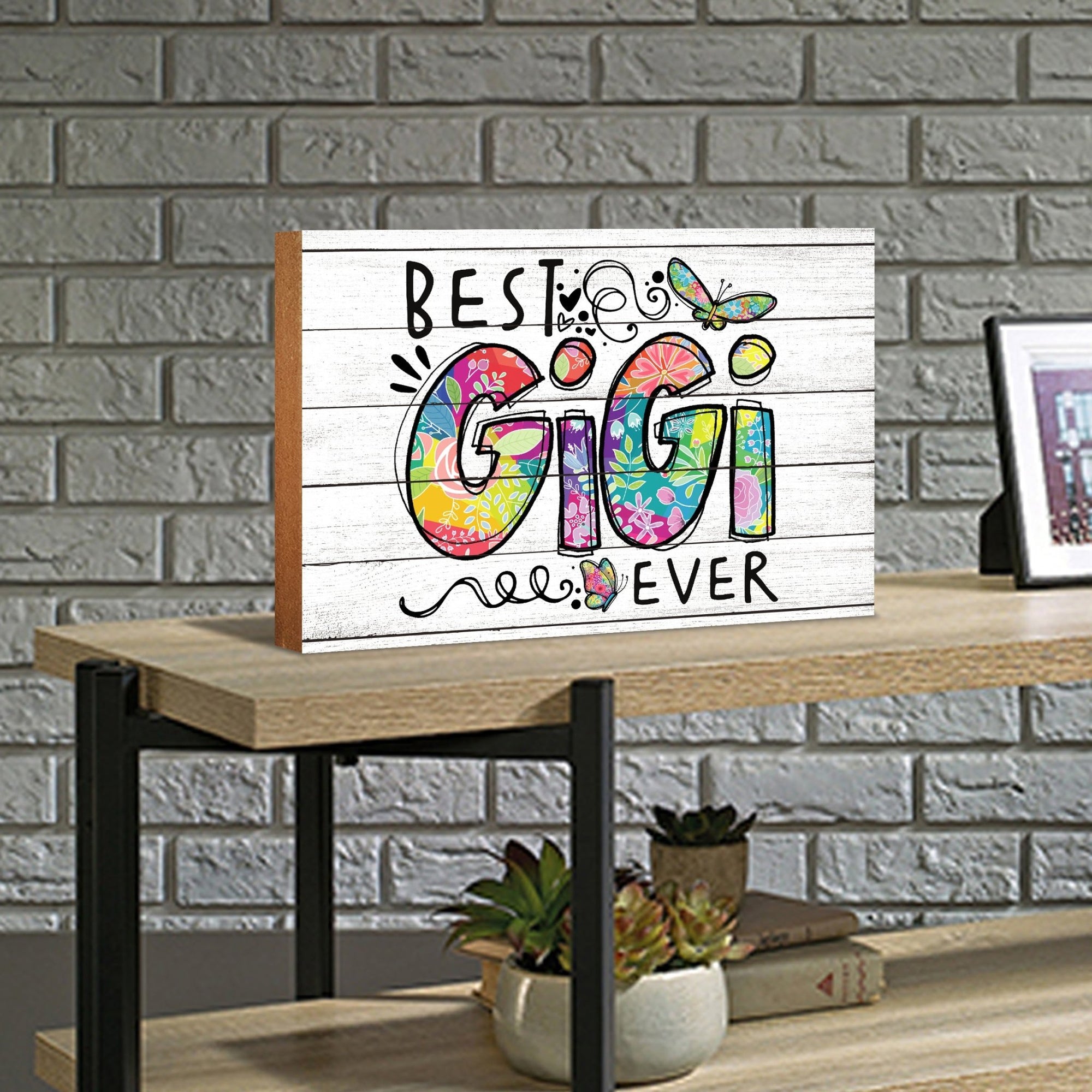 Modern-Inspired White Wooden Graffiti Art Shelf Sitter Gift Idea & Home Décor - Best Gigi Ever - LifeSong Milestones