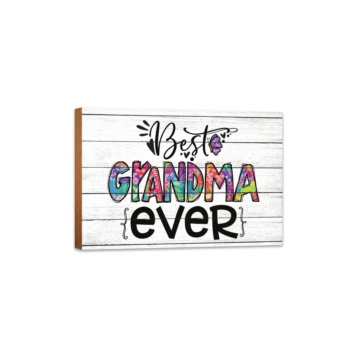 Modern-Inspired White Wooden Graffiti Art Shelf Sitter Gift Idea &amp; Home Décor - Best Grandma Ever - LifeSong Milestones