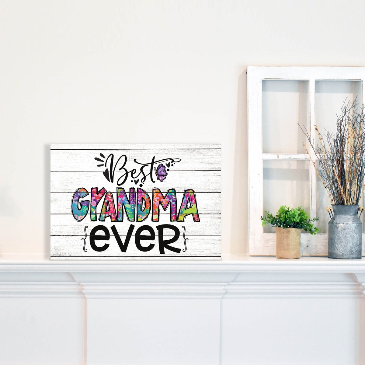 Modern-Inspired White Wooden Graffiti Art Shelf Sitter Gift Idea & Home Décor - Best Grandma Ever - LifeSong Milestones