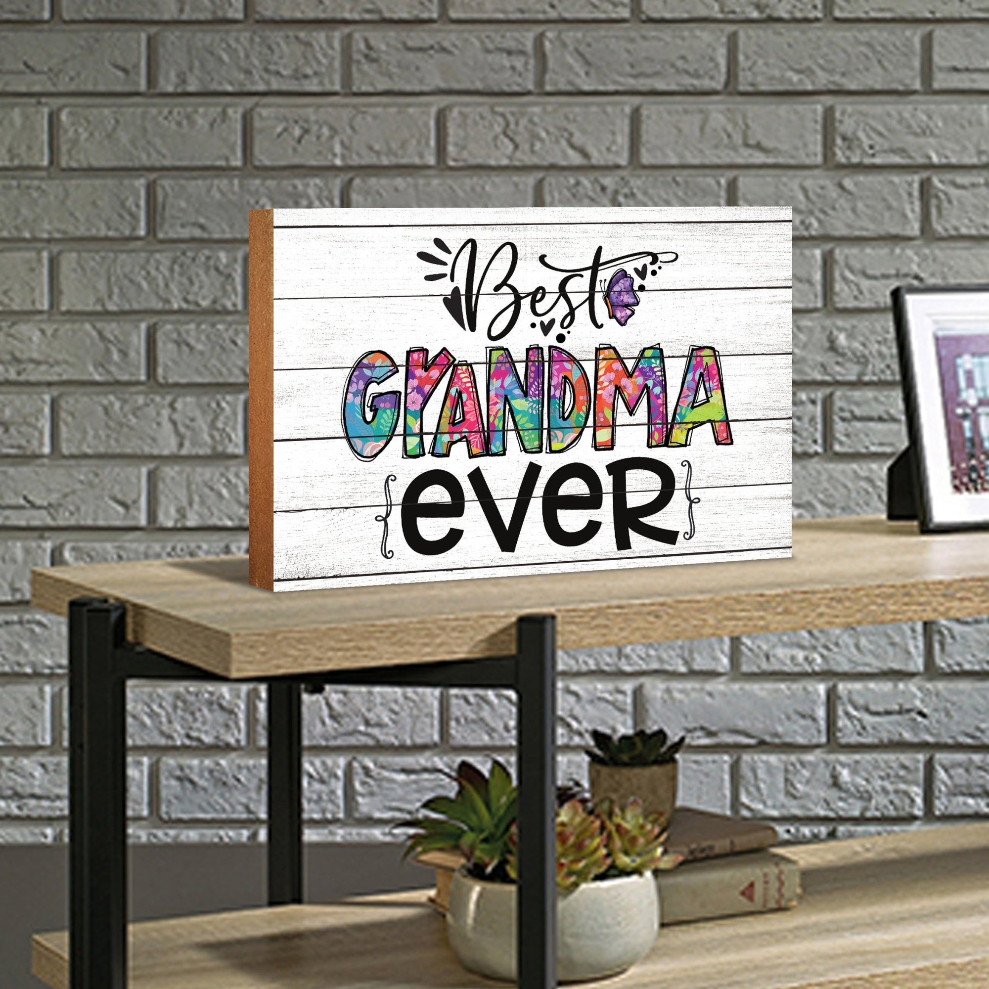 Modern-Inspired White Wooden Graffiti Art Shelf Sitter Gift Idea & Home Décor - Best Grandma Ever - LifeSong Milestones