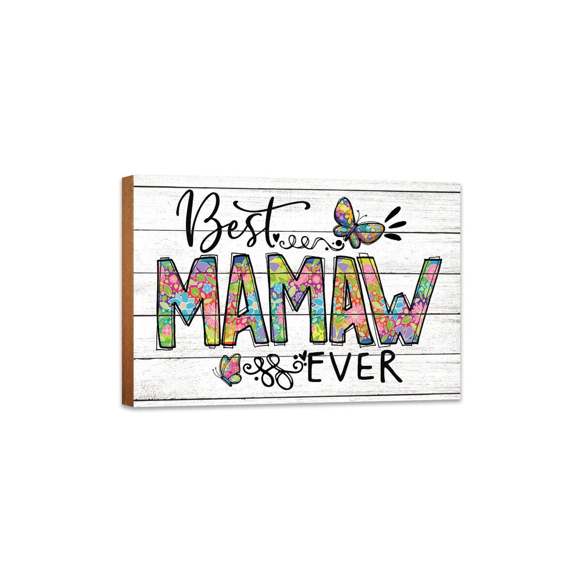 Modern-Inspired White Wooden Graffiti Art Shelf Sitter Gift Idea &amp; Home Décor - Best Mamaw Ever - LifeSong Milestones