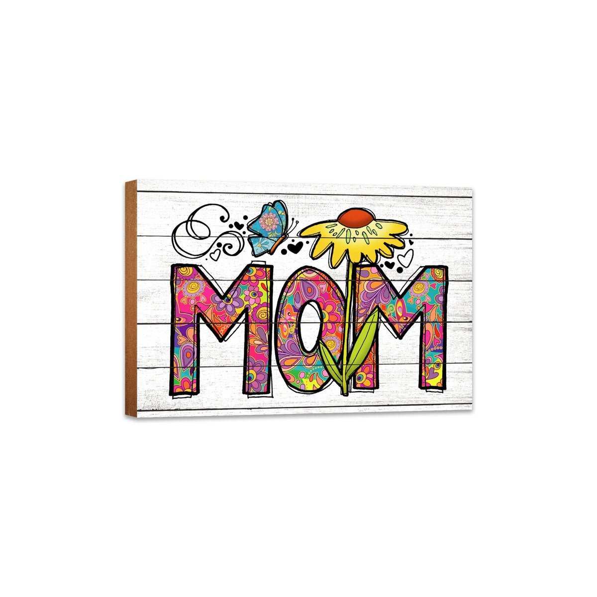 Modern-Inspired White Wooden Graffiti Art Shelf Sitter Gift Idea &amp; Home Décor - Mom - LifeSong Milestones