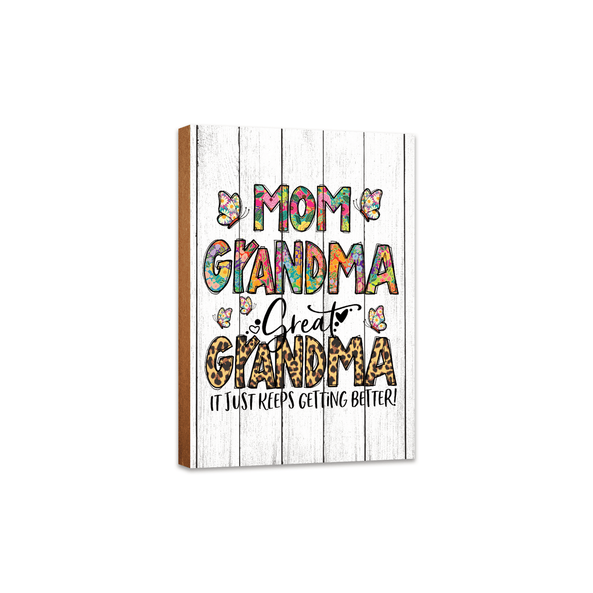 Modern-Inspired White Wooden Graffiti Art Shelf Sitter Gift Idea &amp; Home Décor - Mom Grandma - LifeSong Milestones
