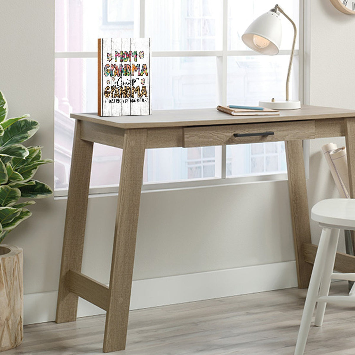 Modern-Inspired White Wooden Graffiti Art Shelf Sitter Gift Idea & Home Décor - Mom Grandma - LifeSong Milestones