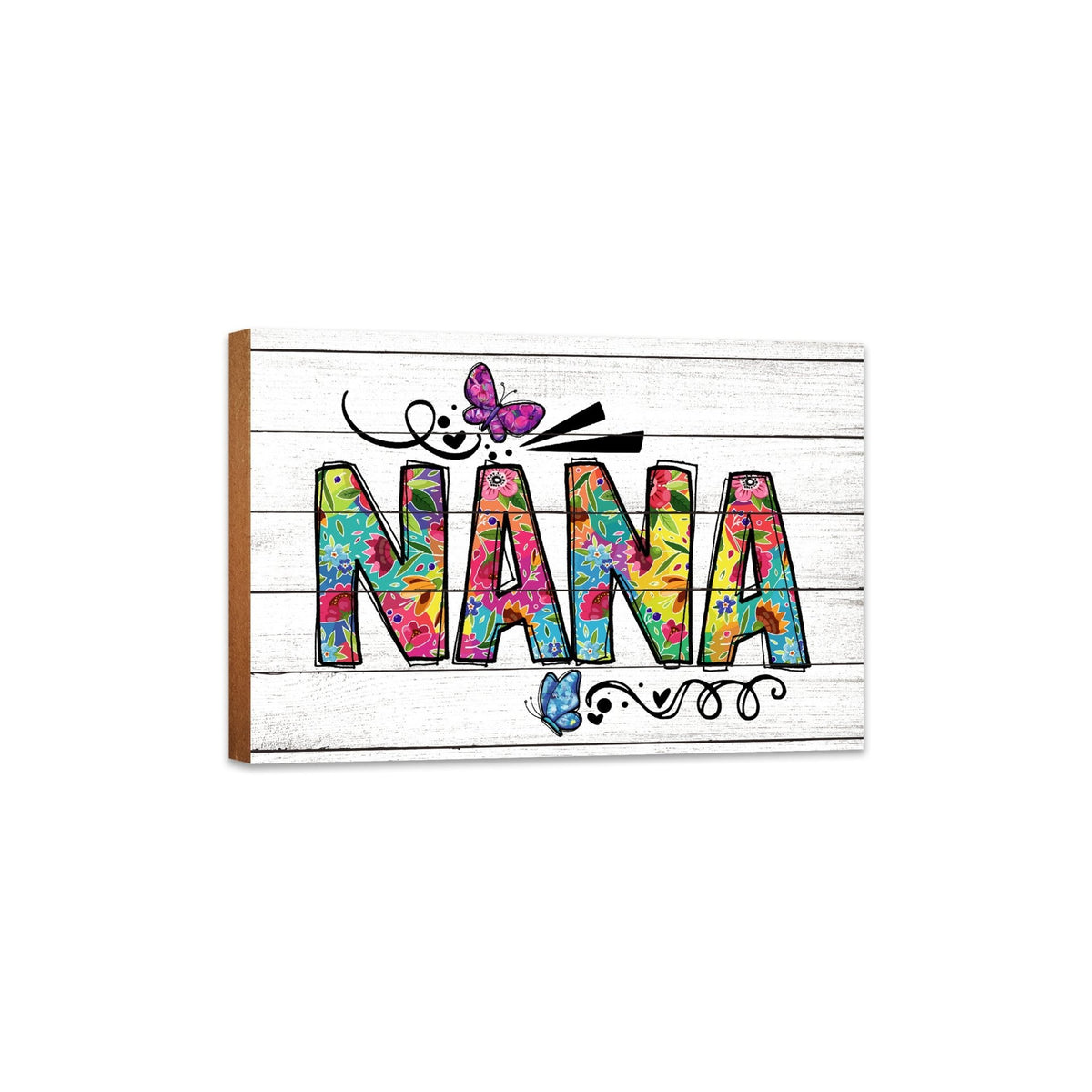 Modern-Inspired White Wooden Graffiti Art Shelf Sitter Gift Idea &amp; Home Décor - Nana - LifeSong Milestones