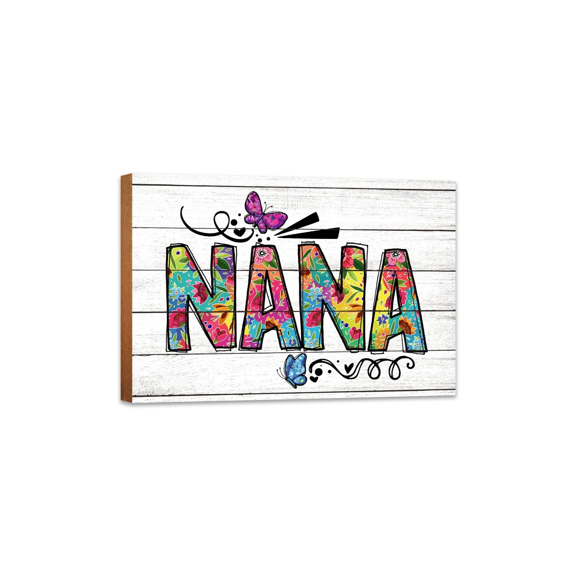 Modern-Inspired White Wooden Graffiti Art Shelf Sitter Gift Idea & Home Décor - Nana - LifeSong Milestones