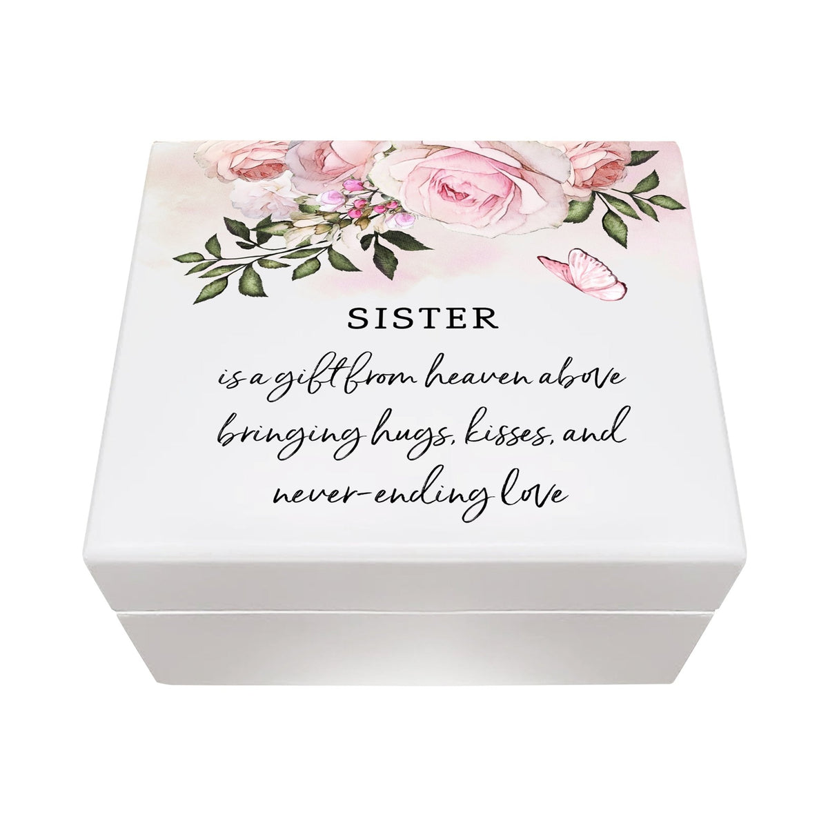 Modern Inspiring White Jewelry Keepsake Box for Sister 6x5.5 - A Gift From Heaven - LifeSong Milestones