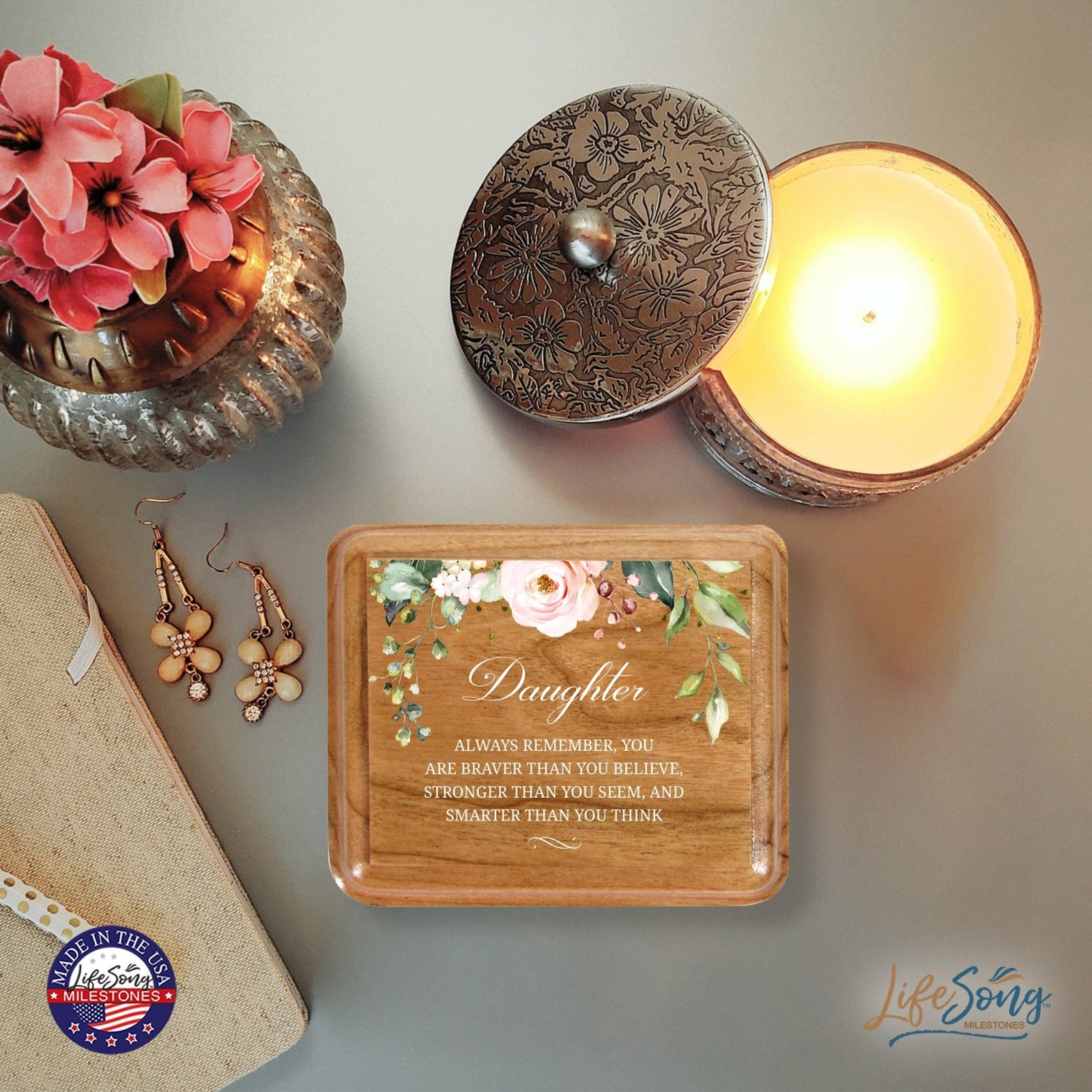 Modern Keepsake Box Inspirational Quotes for Daughter 3.5x3 Always Remember - LifeSong Milestones