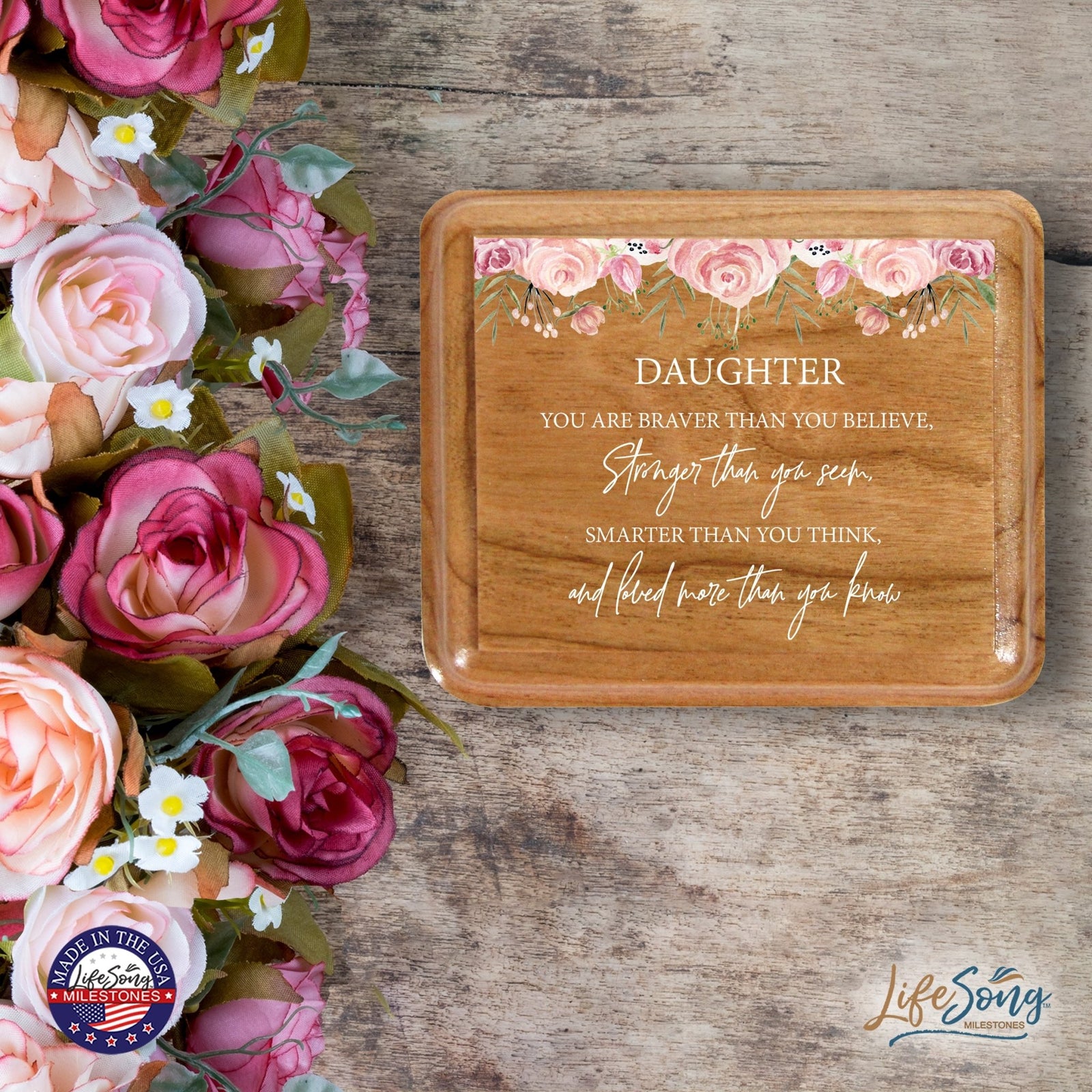 Modern Keepsake Box Inspirational Quotes for Daughter 3.5x3 Daughter, You Are Braver - LifeSong Milestones