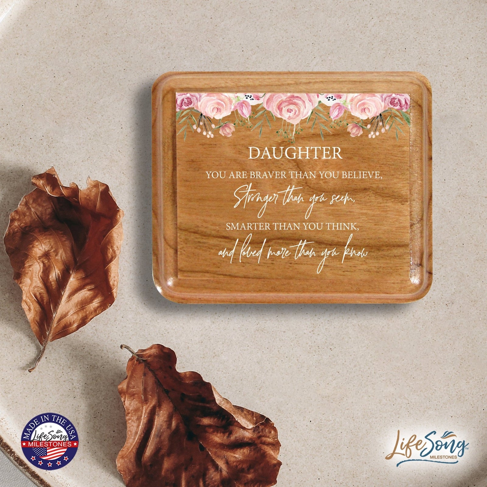 Modern Keepsake Box Inspirational Quotes for Daughter 3.5x3 Daughter, You Are Braver - LifeSong Milestones