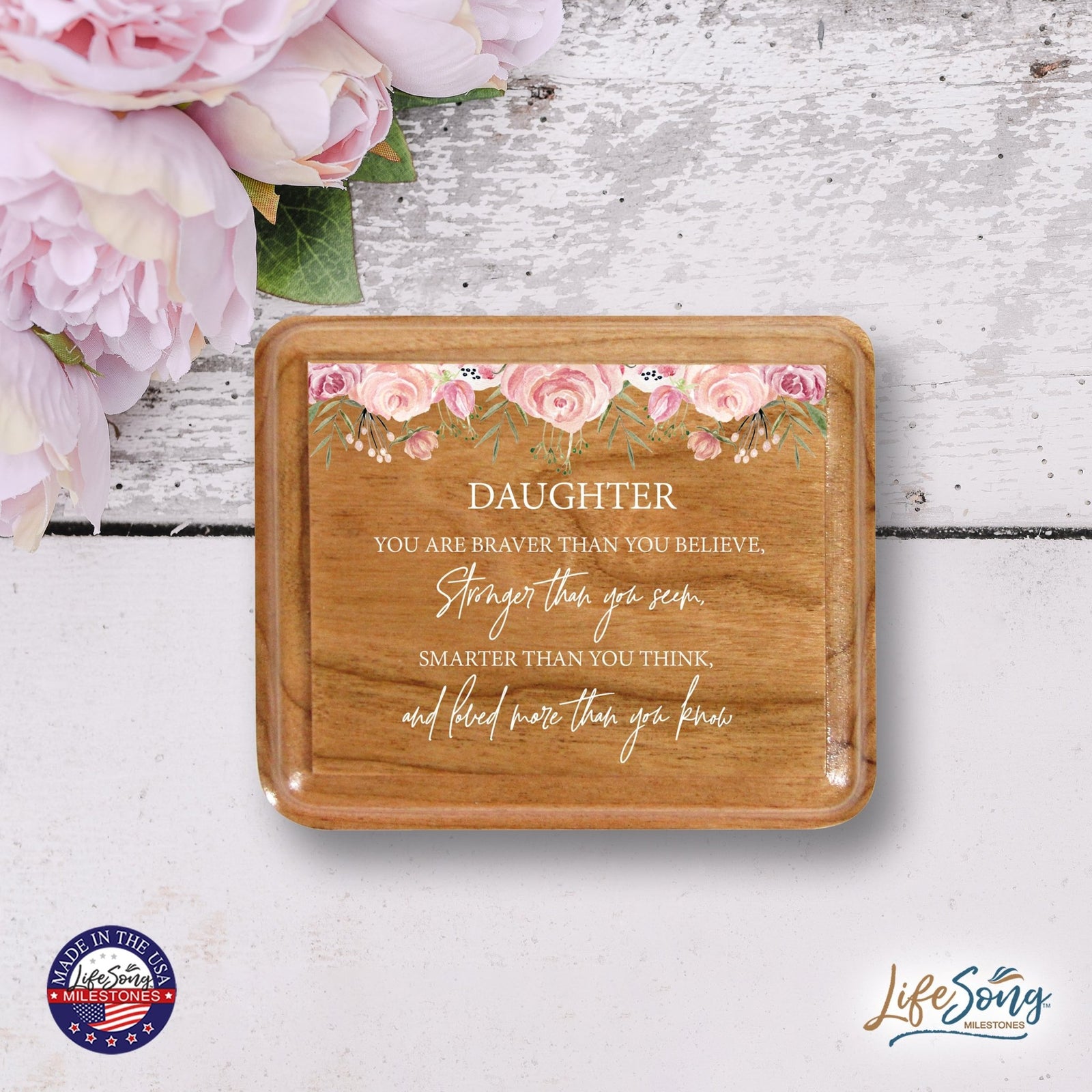 Modern Keepsake Box Inspirational Quotes for Daughter 3.5x3 Daughter, You Are Braver - LifeSong Milestones