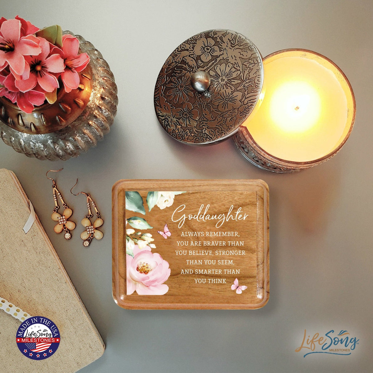 Modern Keepsake Box Inspirational Quotes for Goddaughter 3.5x3 Always Remember - LifeSong Milestones
