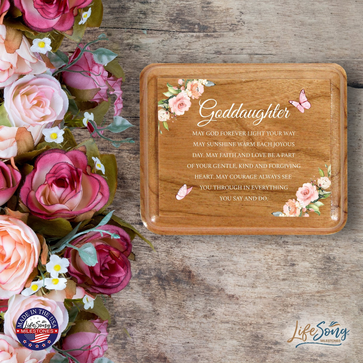 Modern Keepsake Box Inspirational Quotes for Goddaughter 3.5x3 Always Remember - LifeSong Milestones