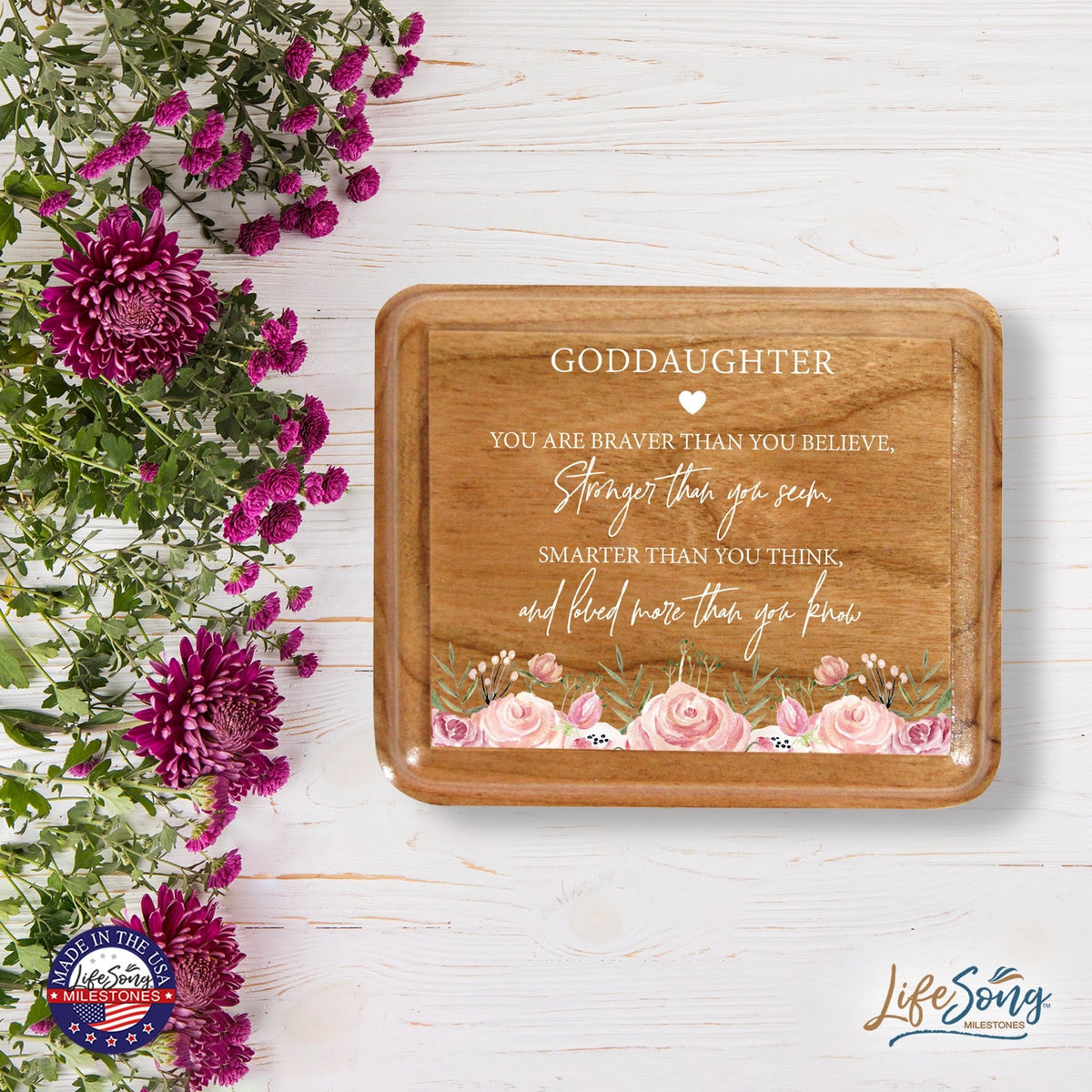 Modern Keepsake Box Inspirational Quotes for Goddaughter 3.5x3 Always Remember - LifeSong Milestones